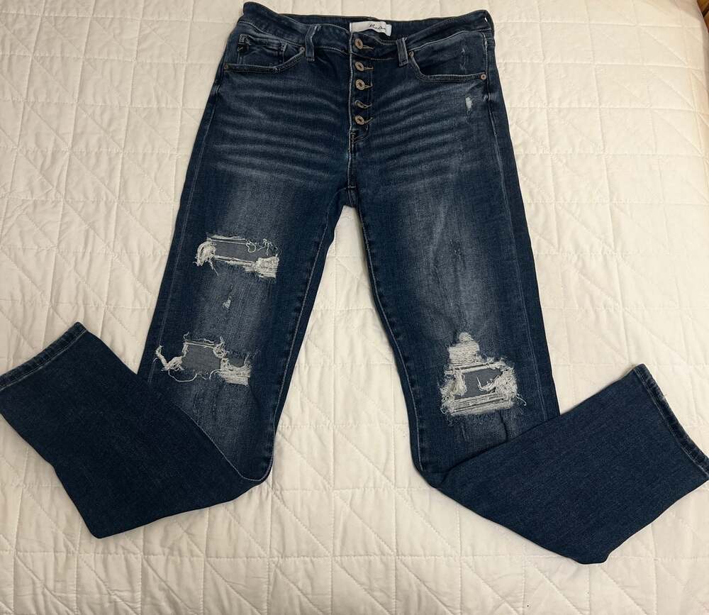 KanCan Women's High Rise Skinny Distressed Button-Fly Jeans Size 9/28